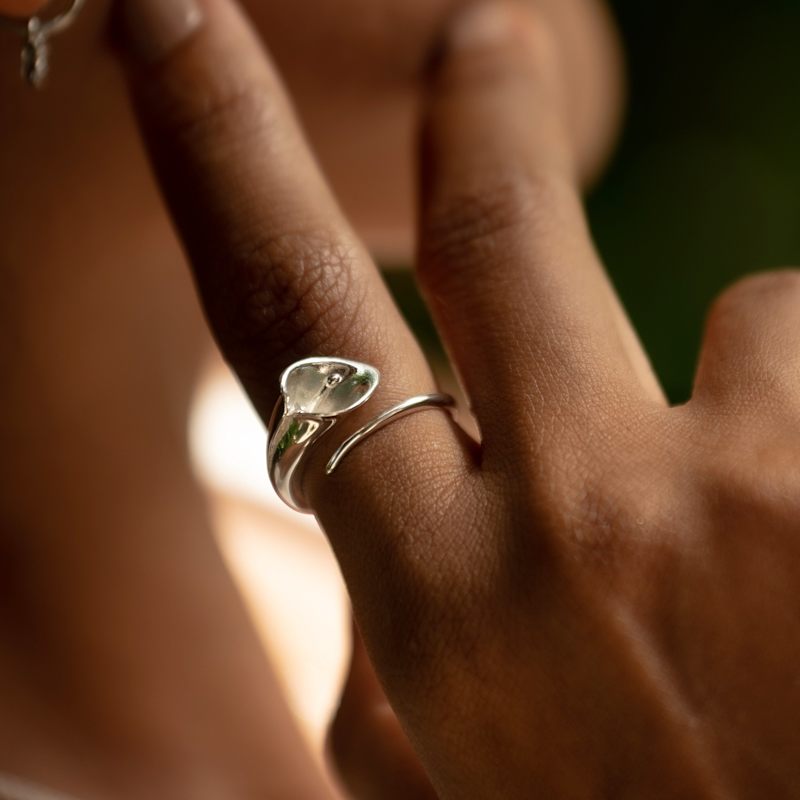 Thumbnail of Sterling Silver Lily Flower Open Ring image