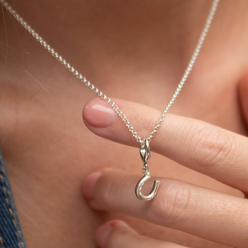 Thumbnail of Sterling Silver Lucky Horseshoe Charm Necklace image