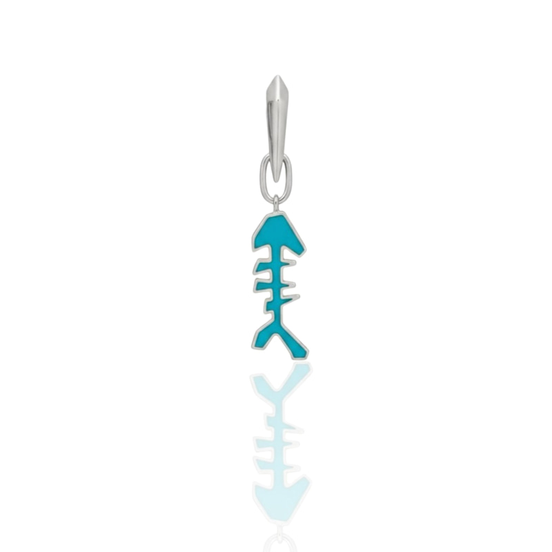 Thumbnail of Mars Sterling Silver Reversible Fish Bone Huggie Earring Single image