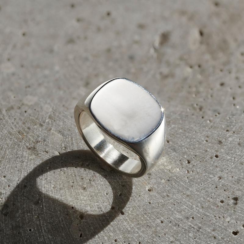Sterling Silver Mens Rounded Square Signet Ring | Posh Totty Designs ...