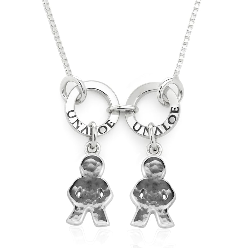 Thumbnail of Sterling Silver Child Charm Necklace – Boy And Girl Silhouette Pendants, Personalised Family Keepsake Jewellery For Women image