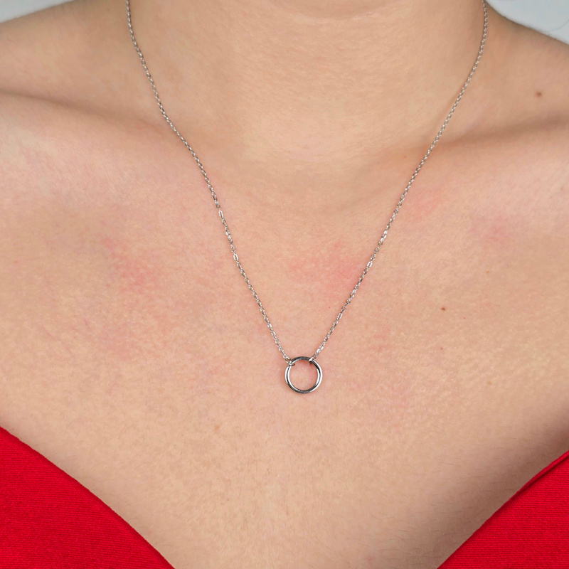 Thumbnail of Sterling Silver Necklace With Openable Spring Clasp image