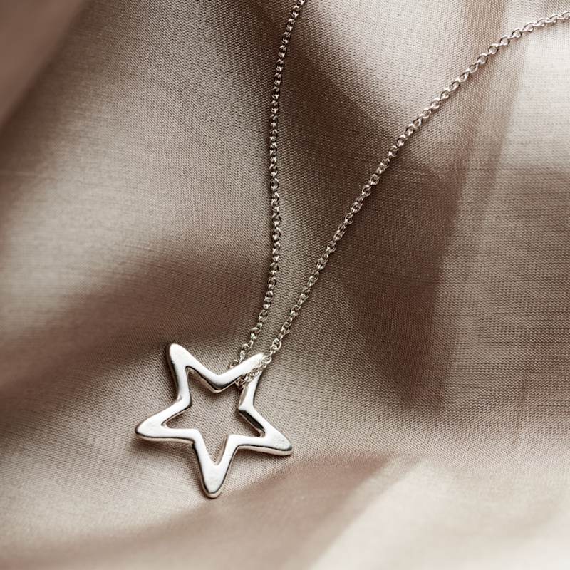 Thumbnail of Sterling Silver Open Star Necklace image