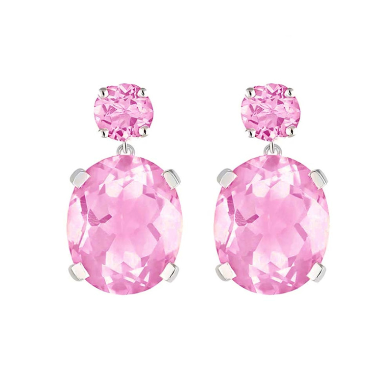 Thumbnail of Sterling Silver Pink Topaz Drop Earrings image