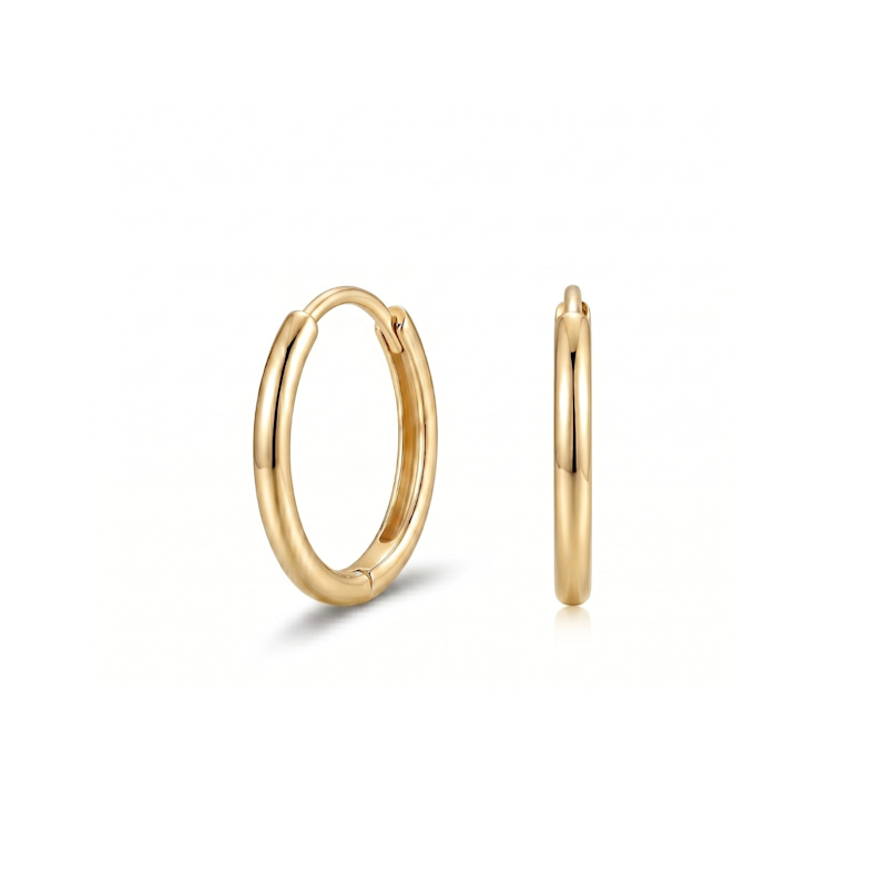 Thumbnail of Sterling Silver Oval Small Hoop Earring - Gold image