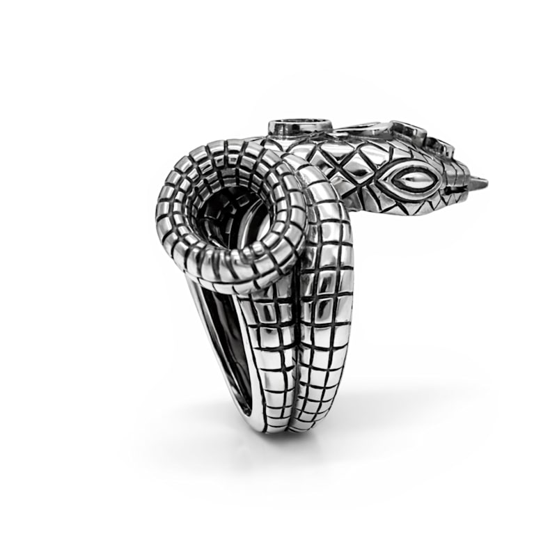 Thumbnail of Sterling Silver Snake Ring With Natural Rubies – Serpent Statement Ring, Luxury Italian Artisan Jewelry For Women image