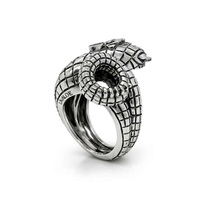 Thumbnail of Sterling Silver Snake Ring With Natural Rubies – Serpent Statement Ring, Luxury Italian Artisan Jewelry For Women image