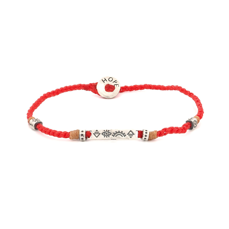 Sterling Silver Spiritual Symbols Red Woven Hope Braided Bracelet - Red ...
