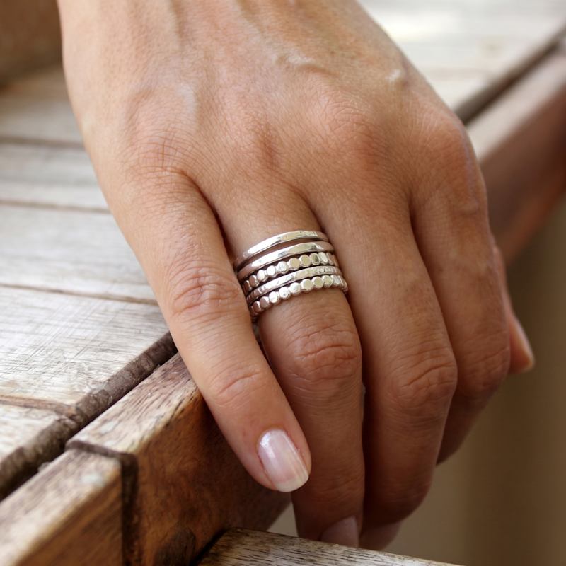 Thumbnail of Sterling Silver Stackable Ring Set, Five Minimalist Bands image