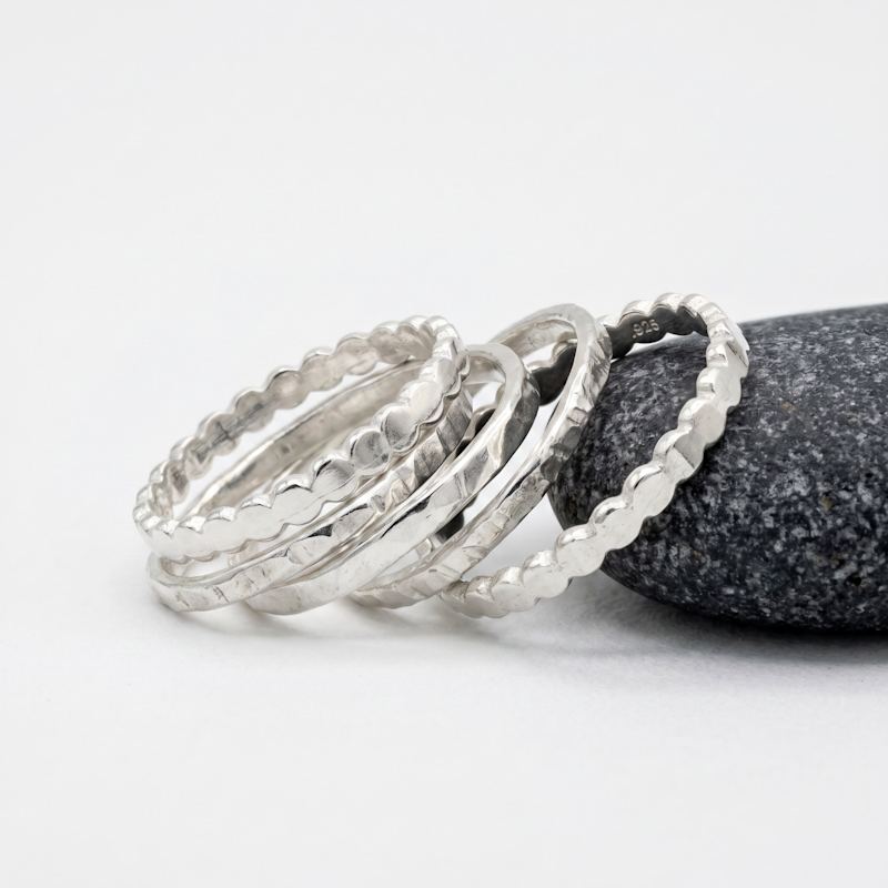 Thumbnail of Sterling Silver Stackable Ring Set, Five Minimalist Bands image
