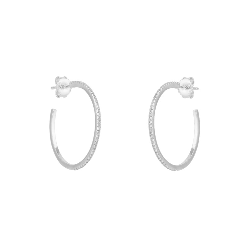 Thumbnail of Sterling Silver Stud Hoop Earring - Silver image