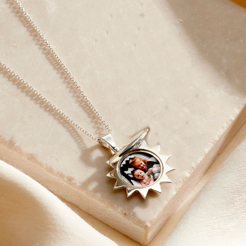 Sterling Silver Sun Locket | Posh Totty Designs | Wolf & Badger