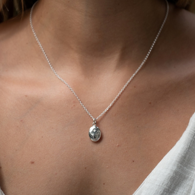 Thumbnail of Sterling Silver Tiny Celestial Locket Necklace image