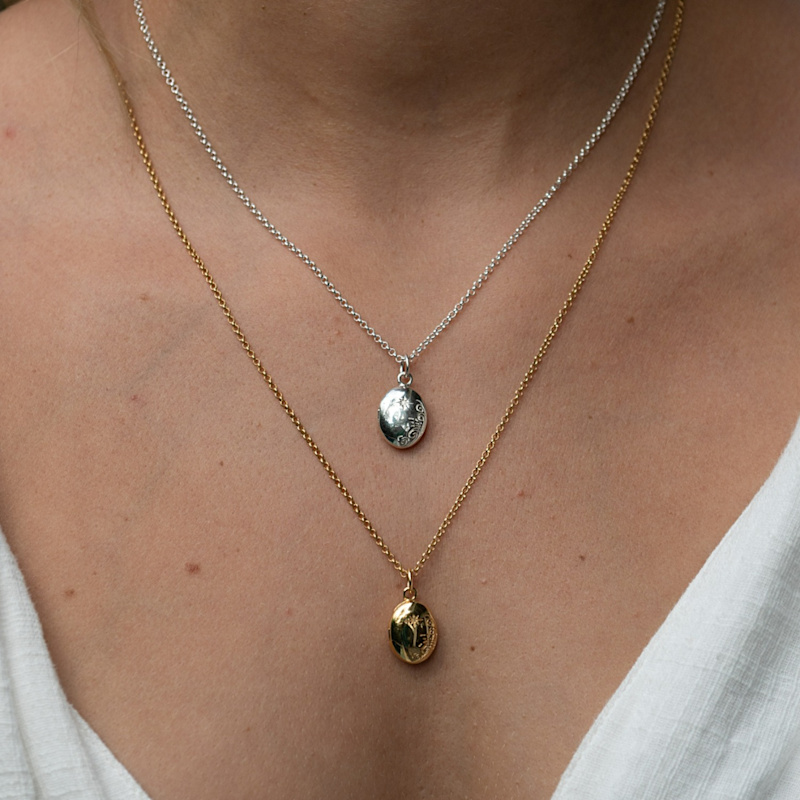 Thumbnail of Sterling Silver Tiny Celestial Locket Necklace image