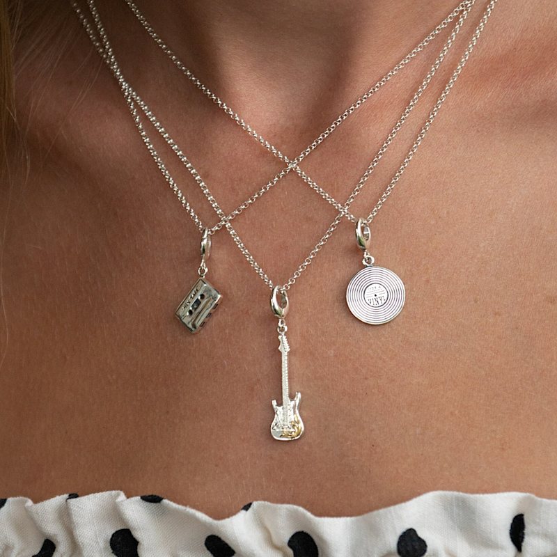 Thumbnail of Sterling Silver Vinyl Record Charm Necklace image