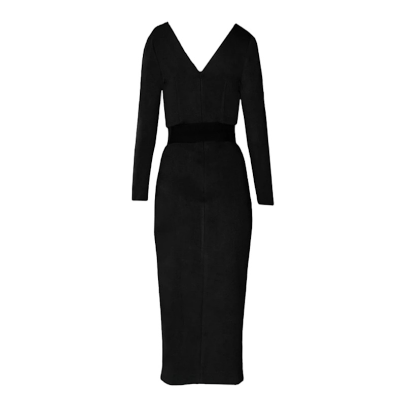 formal black office dress Berylove Women A Line Work Dress Black Cap Sleeve Round Neck Midi Dress, Black / US26W main image 1