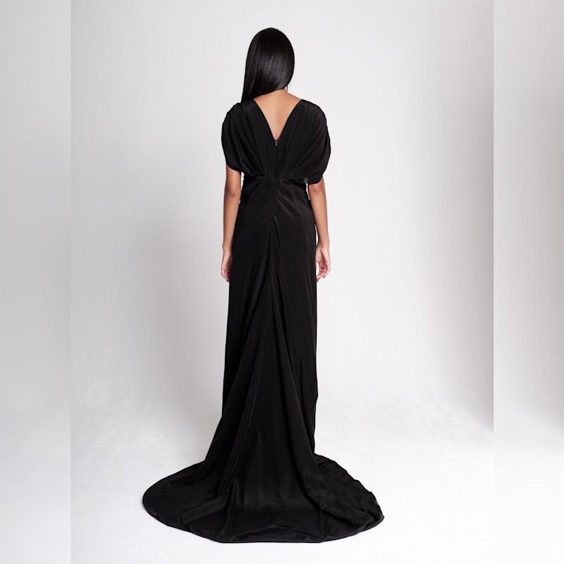 Storm Silk Draped Gown – Avant-Garde Dress Statuesque Silhouette