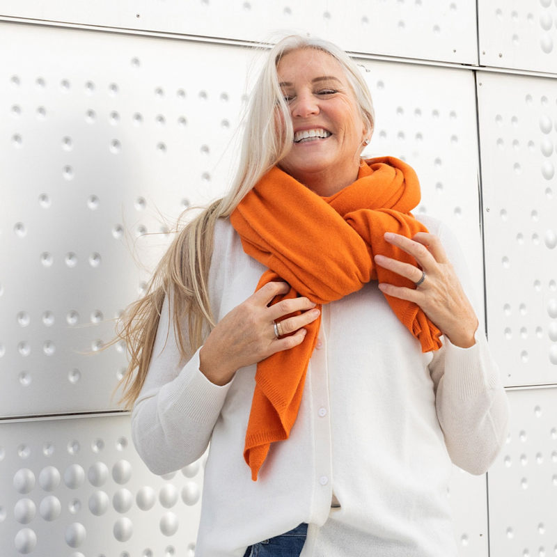 Thumbnail of "Alfie" Large Cashmere Scarf -  Orange image