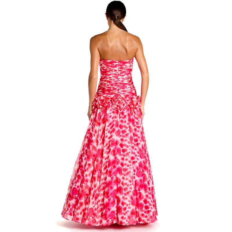 Thumbnail of Strapless Chiffon Ball Gown With 3D Flowers image