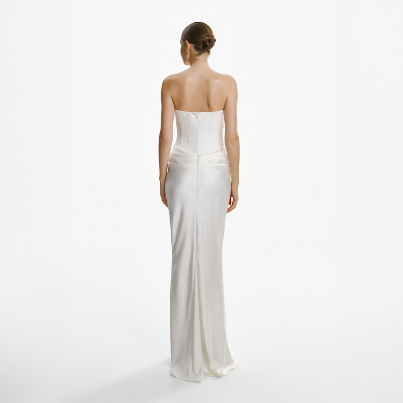 Thumbnail of Strapless Draped White Gown image