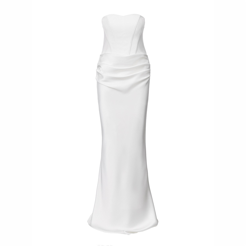 Thumbnail of Strapless Draped White Gown image