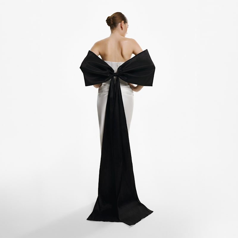 Thumbnail of Strapless Draped White Gown image