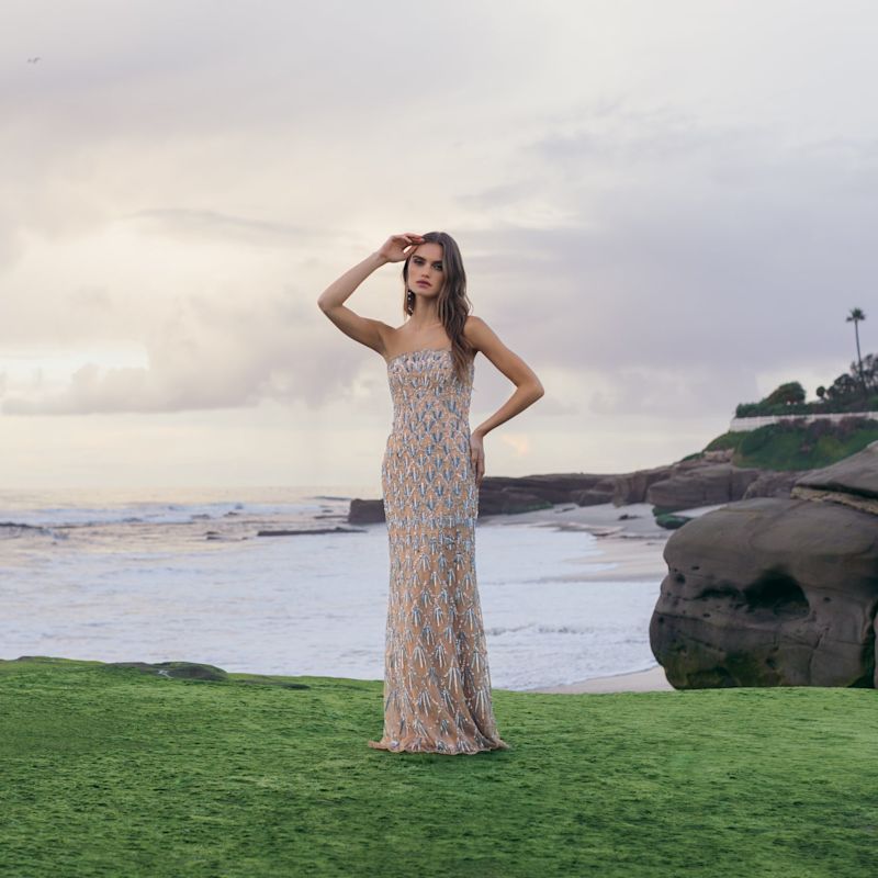 Thumbnail of Strapless Embellished Evening Gown image
