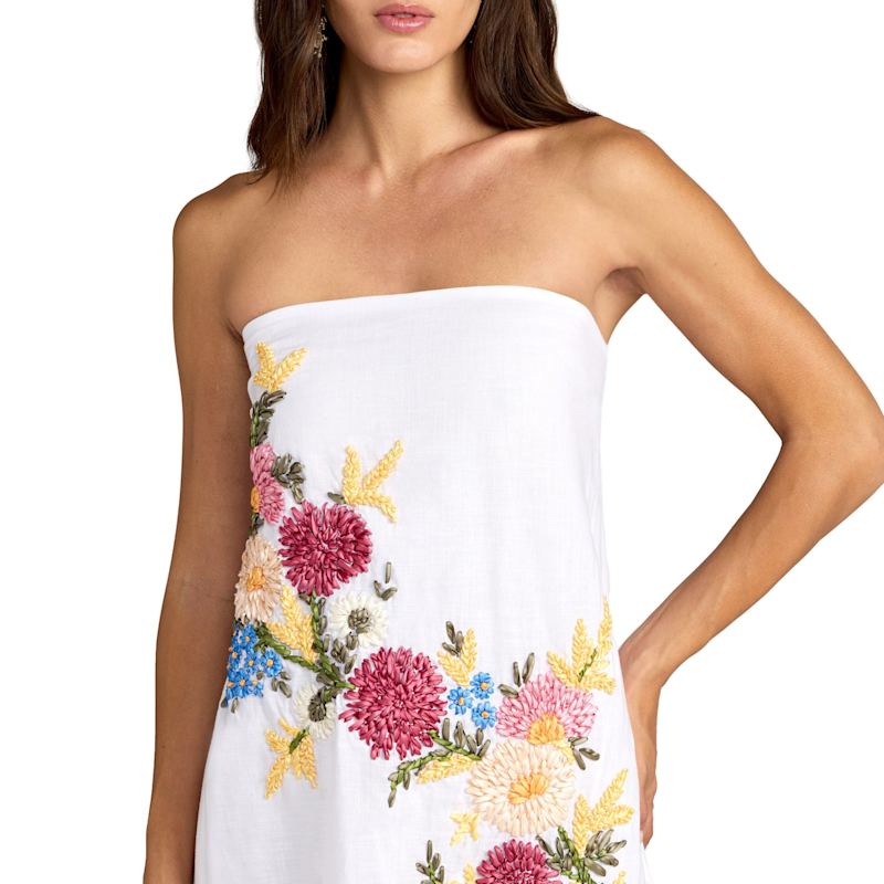 Thumbnail of Strapless Floral Embroidered Linen Gown image