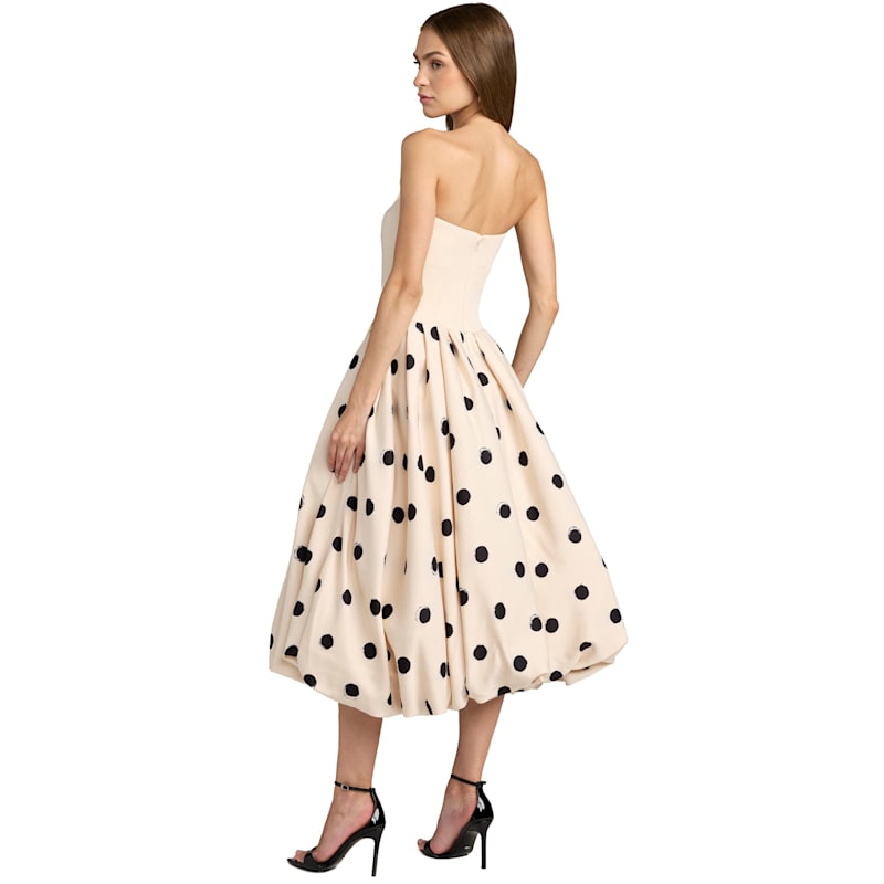 Thumbnail of Strapless Polka Dot Bubble Skirt Midi Dress image