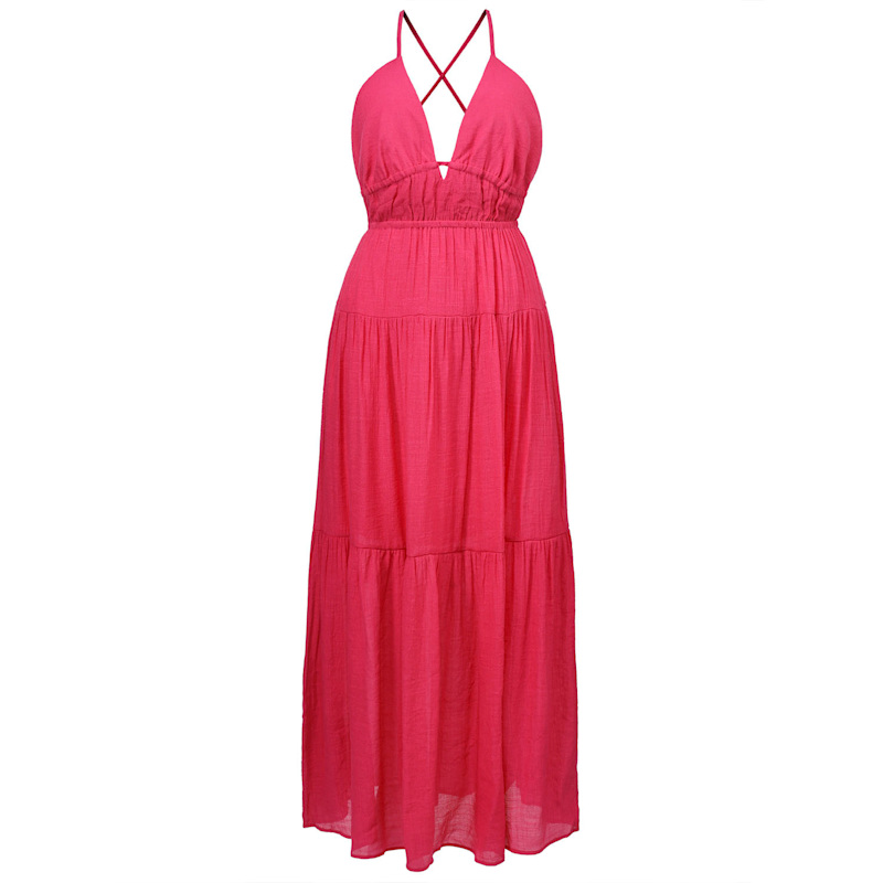 purple beach maxi dress Womens Strappy Purple Party Wear Maxidress Summer Beach Dress, S/M main image 0