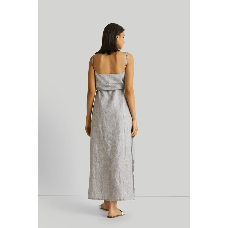Thumbnail of Strappy Pin Stripped Maxi Linen Dress image