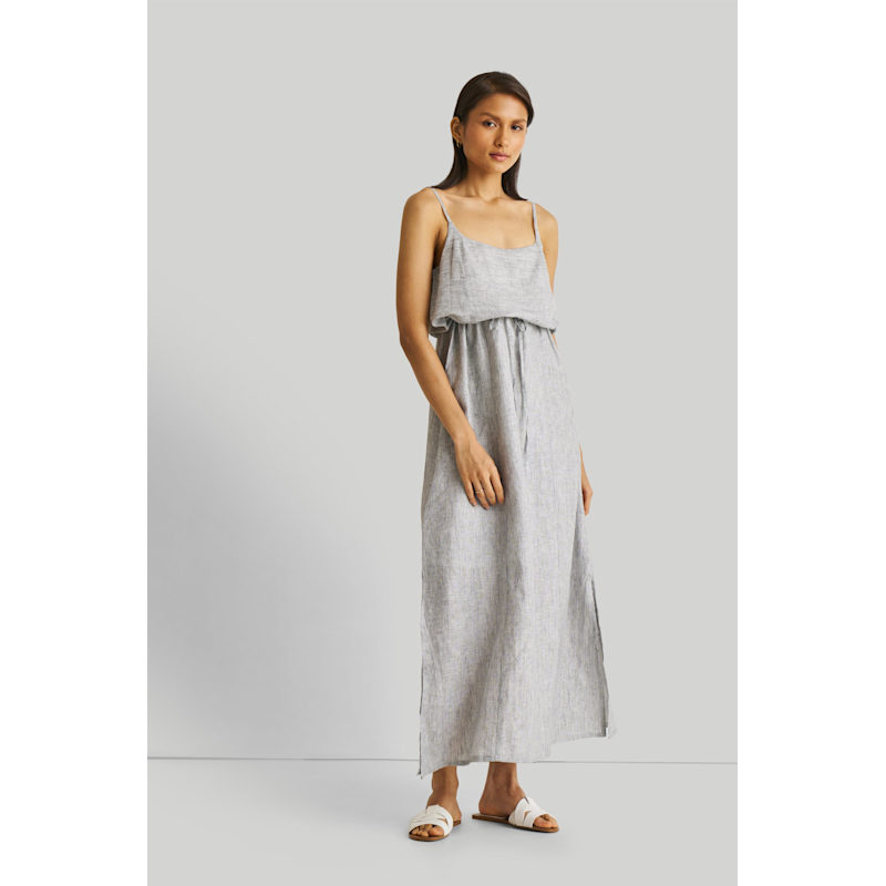 Thumbnail of Strappy Pin Stripped Maxi Linen Dress image