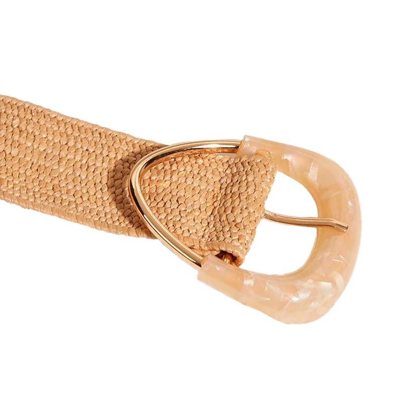 Thumbnail of Straw Elastic Belt With Triangle Buckle - Beige image