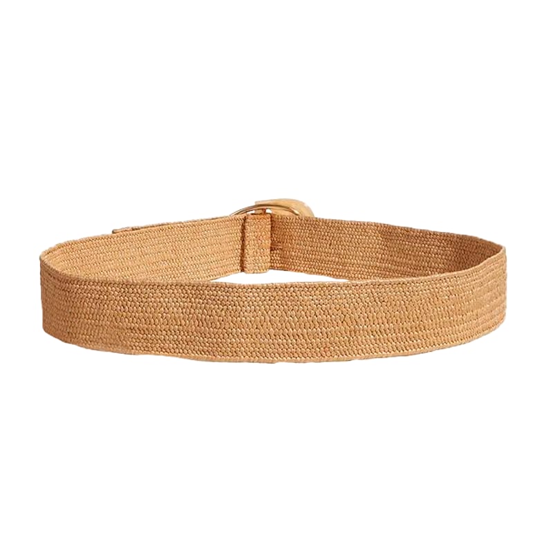 Thumbnail of Straw Elastic Belt With Triangle Buckle - Beige image