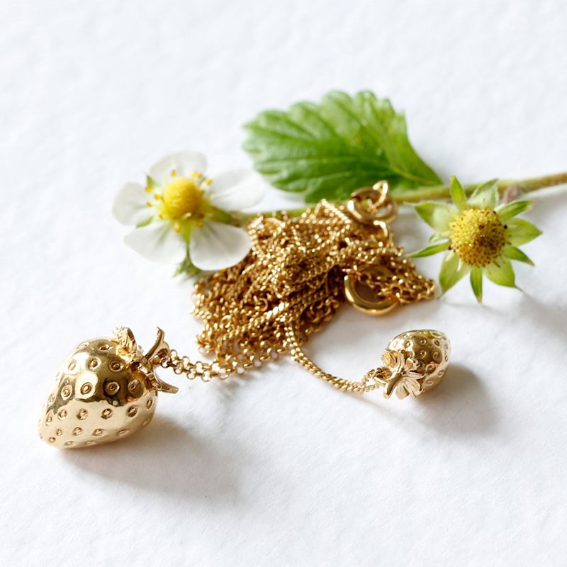 Thumbnail of Strawberry Necklace - Large - Gold image