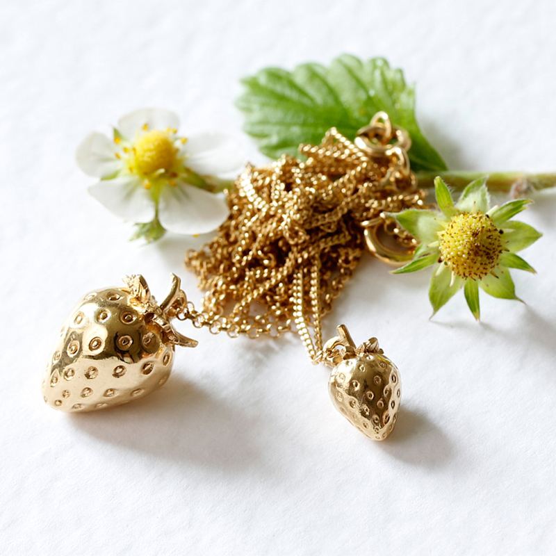 Thumbnail of Strawberry Necklace - Large - Gold image
