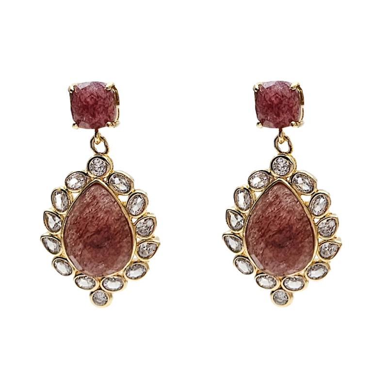 Thumbnail of Strawberry Quartz Victoria Style Earrings image