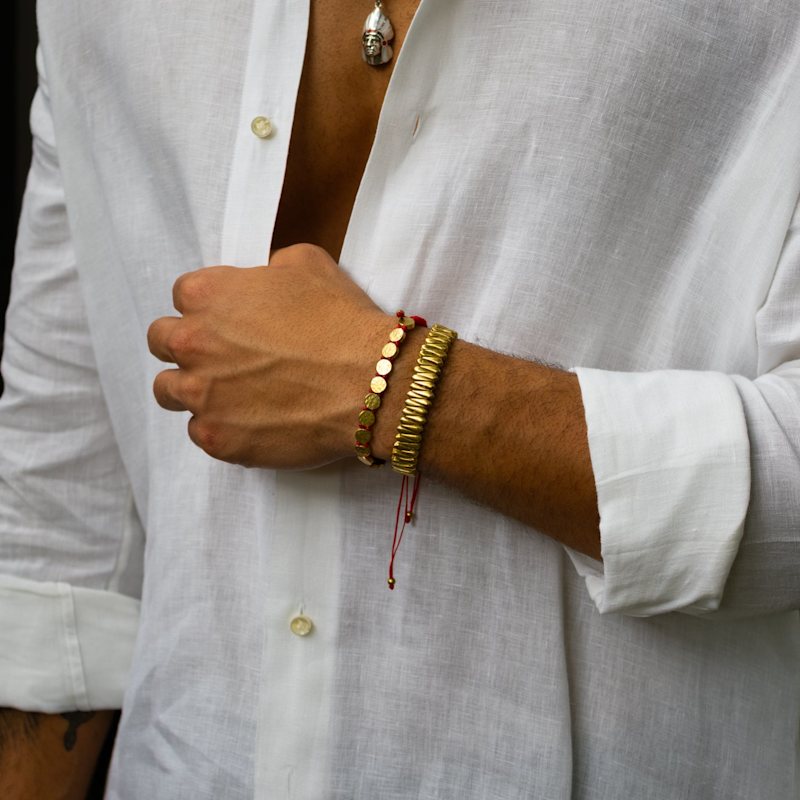 Thumbnail of Strength & Luck Red Gold Adjustable Unisex Bracelet - Red image