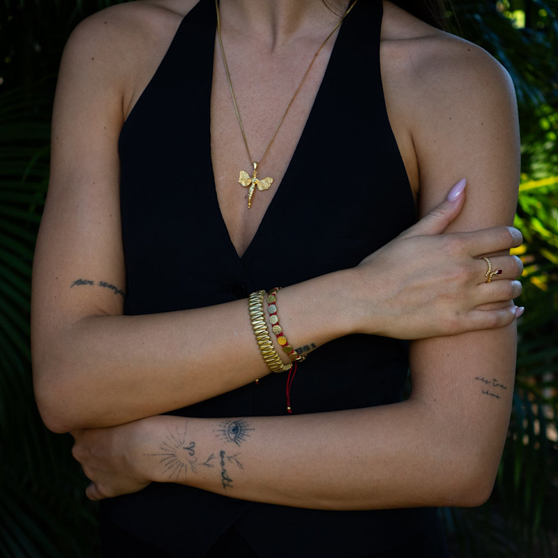 Thumbnail of Strength & Luck Red Gold Adjustable Unisex Bracelet - Red image