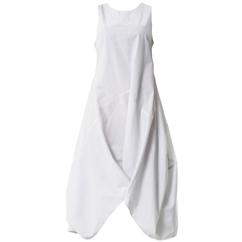 Striped Asymmetric Sleeveless Dress