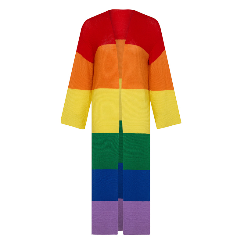 Thumbnail of Striped Dropped Shoulder Long Cardigan Pride Edition image