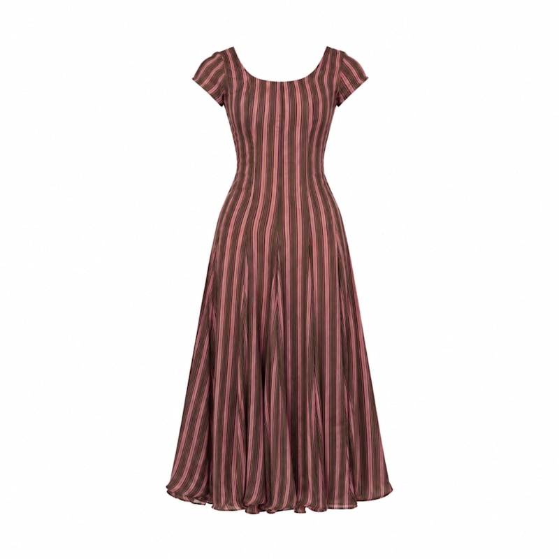 Striped Honour Pink Print Occasion Dress | CARMEN SAYS | Wolf & Badger