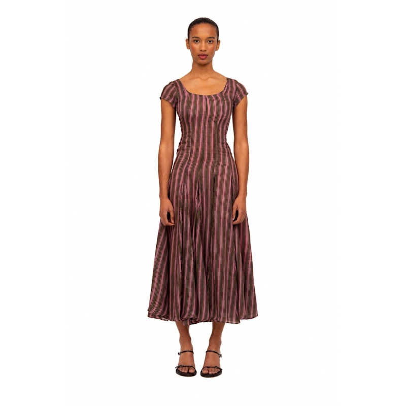 Thumbnail of Striped Honour Pink Print Occasion Dress image