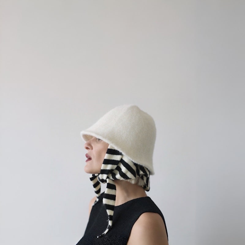 Thumbnail of White Wool Cloche Bucket Hat image