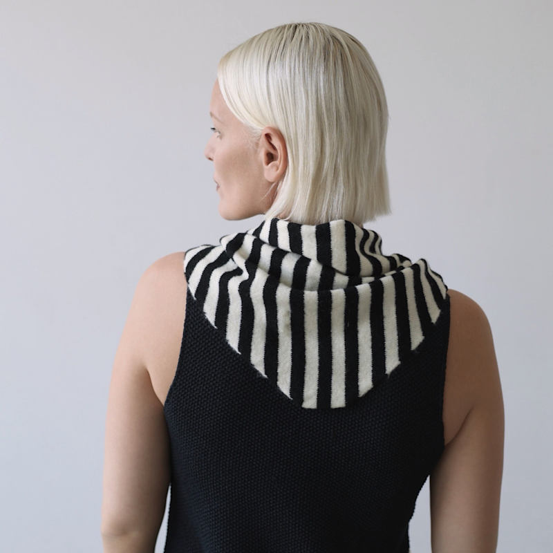 Thumbnail of Striped Wool Small Triangle Knitted Scarf image