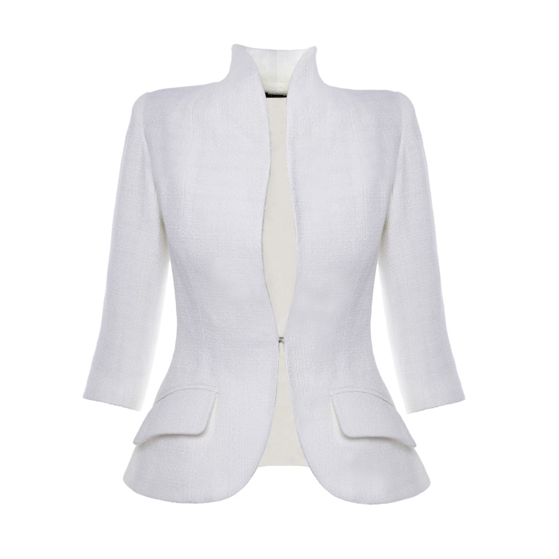 Thumbnail of Structured Boucle Blazer - White image