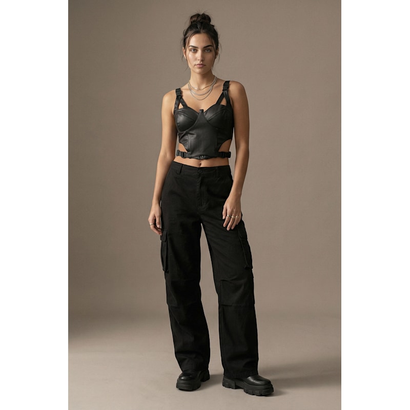Thumbnail of Structured Cut-Out Corset Top - Black image