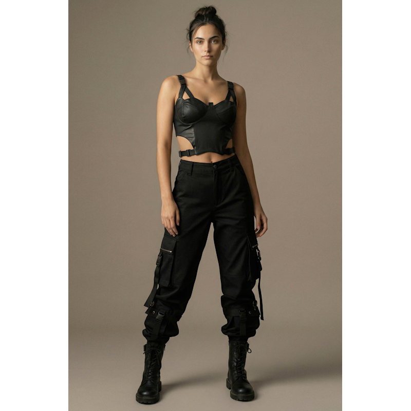 Thumbnail of Structured Cut-Out Corset Top - Black image