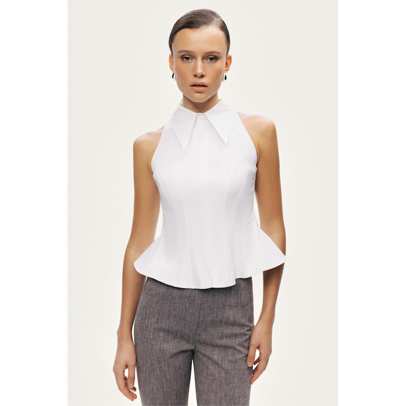 Thumbnail of Structured Halter Peplum Top image