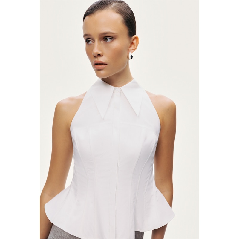 Thumbnail of Structured Halter Peplum Top image